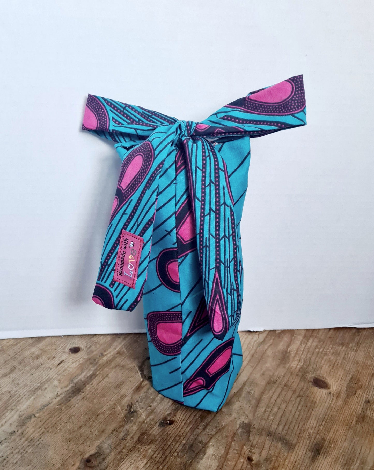 Big Bow Bottle (Gift) Bag - African Wax Print Fabric