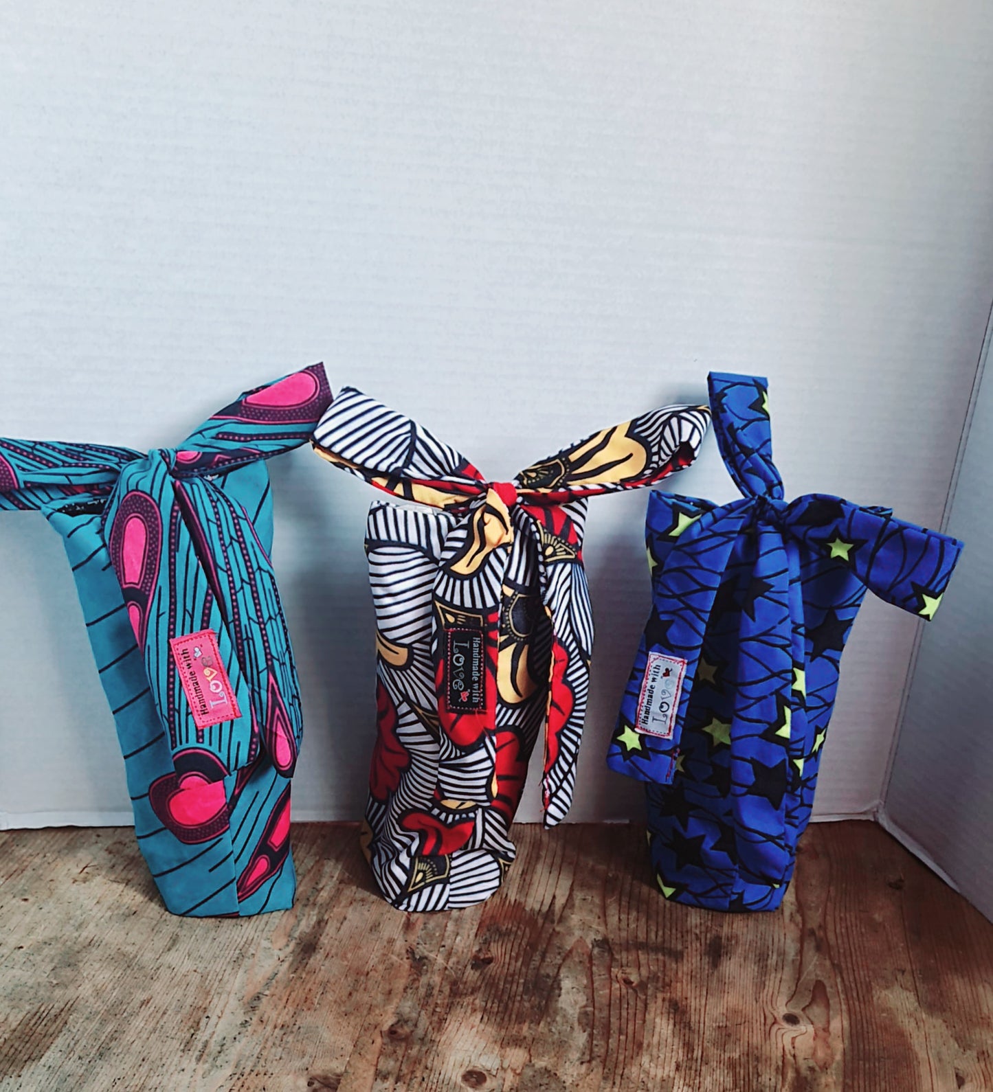 Big Bow Bottle (Gift) Bag - African Wax Print Fabric