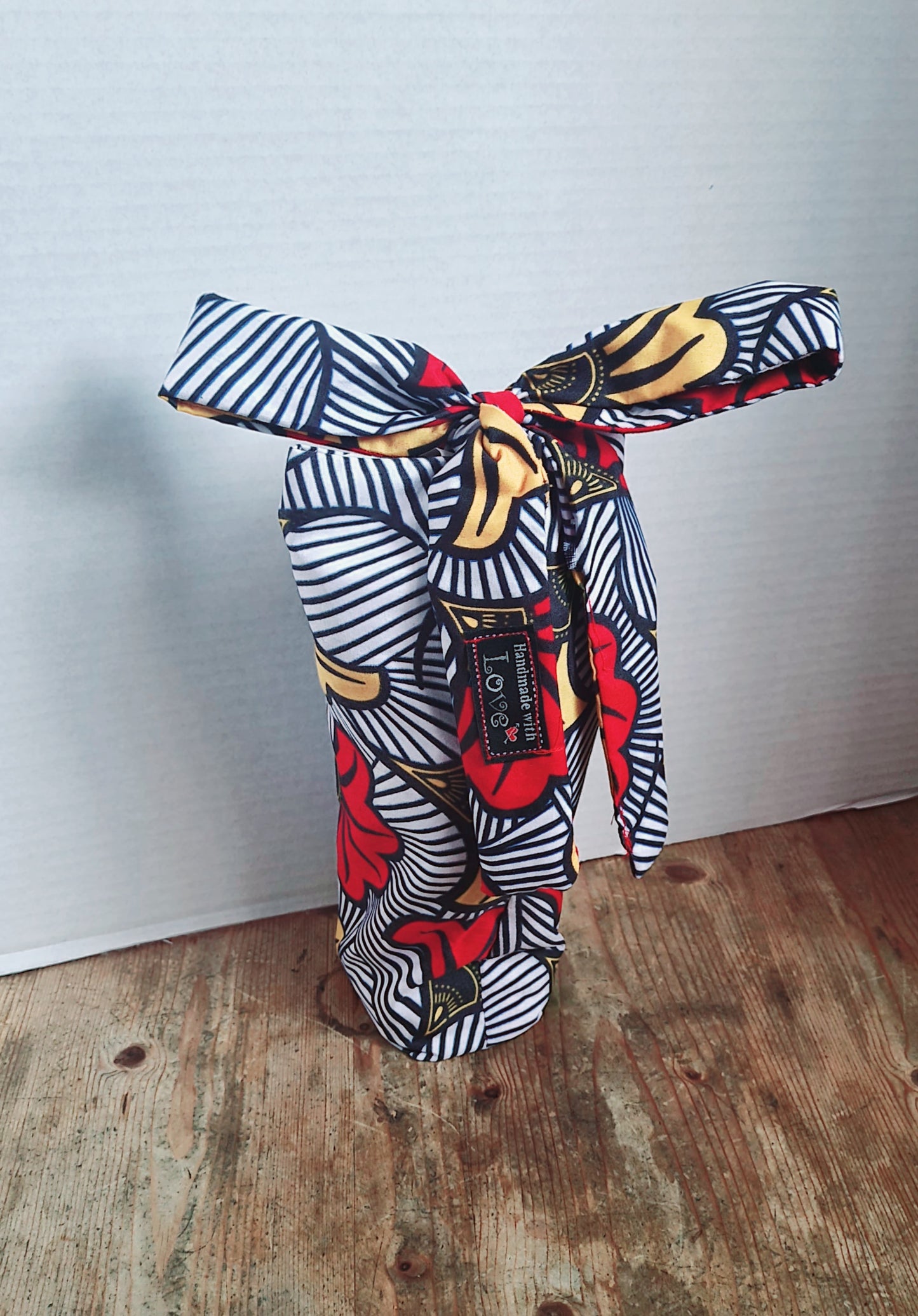 Big Bow Bottle (Gift) Bag - African Wax Print Fabric
