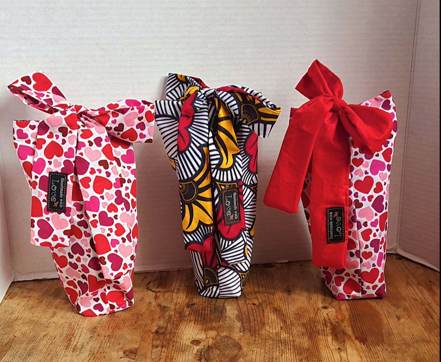 Big Bow Bottle (Gift) Bag - African Wax Print Fabric